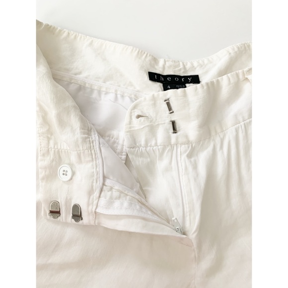 Theory Cuffed Loose Fit Linen Blend White Shorts Size 4 - Picture 10 of 12